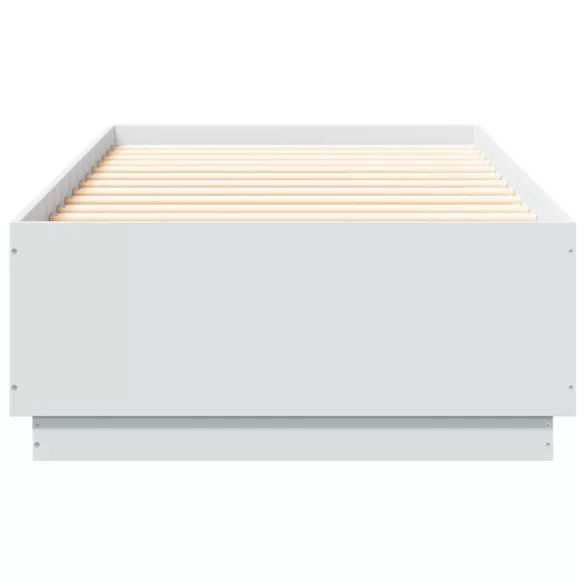 fehér szerelt fa ágykeret LED-világítással 100 x 200 cm