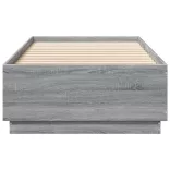szürke sonoma színű szerelt fa ágykeret LED-del 90 x 200 cm
