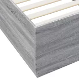 szürke sonoma színű szerelt fa ágykeret LED-del 90 x 200 cm