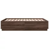 barna tölgy színű szerelt fa ágykeret LED-del 140 x 190 cm