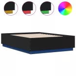 fekete szerelt fa ágykeret LED-del 120 x 190 cm