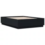 fekete szerelt fa ágykeret LED-del 120 x 190 cm