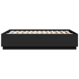 fekete szerelt fa ágykeret LED-del 120 x 190 cm