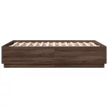 barna tölgyszínű szerelt fa ágykeret LED-del 120 x 190 cm