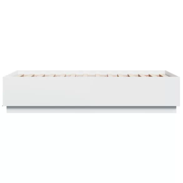 fehér szerelt fa ágykeret LED-világítással 90 x 190 cm