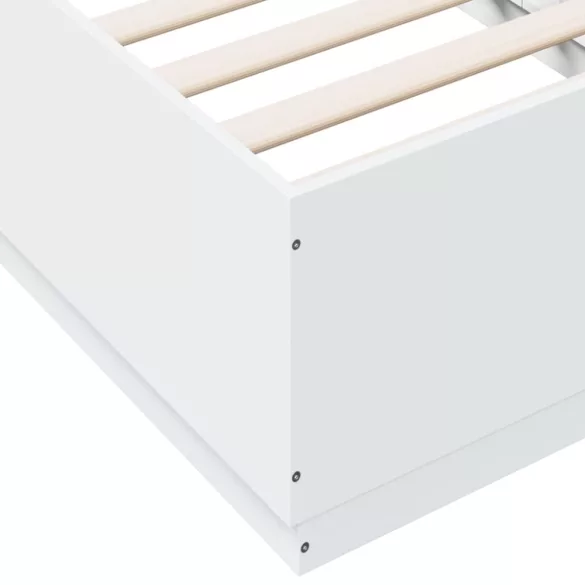 fehér szerelt fa ágykeret LED-világítással 90 x 190 cm