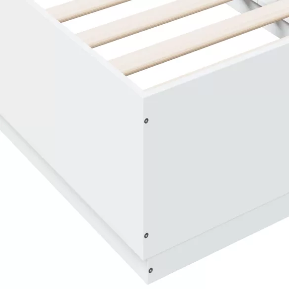 fehér szerelt fa ágykeret LED-del 75 x 190 cm