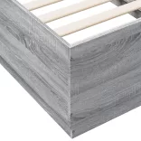 szürke sonoma színű szerelt fa ágykeret LED-del 75x190 cm