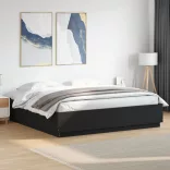 fekete szerelt fa ágykeret 200 x 200 cm