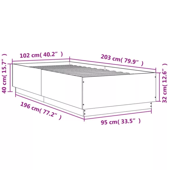 fekete szerelt fa ágykeret 100 x 200 cm
