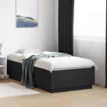 fekete szerelt fa ágykeret 75 x 190 cm