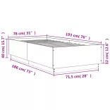 fekete szerelt fa ágykeret 75 x 190 cm