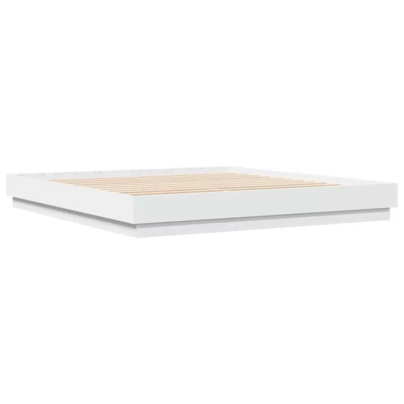 fehér ágykeret LED-világítással 200 x 200 cm