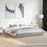 szürke sonoma ágykeret LED-világítással 200 x 200 cm