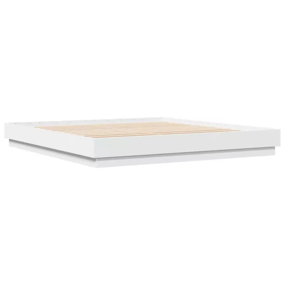 fehér ágykeret LED-világítással 180 x 200 cm