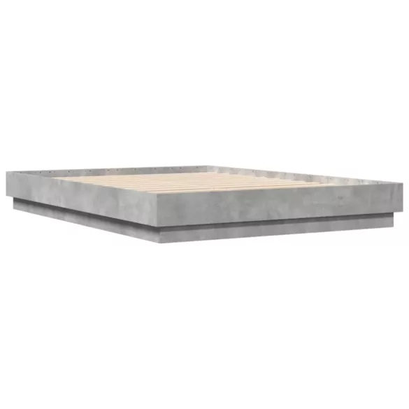 betonszürke ágykeret LED-világítással 150x200 cm