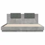 betonszürke ágykeret fejtámlával és LED-világítással 180x200 cm