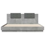 betonszürke ágykeret fejtámlával és LED-világítással 160x200 cm