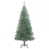 műkarácsonyfa 130 LED-del, gömbszettel és hópehellyel 210 cm