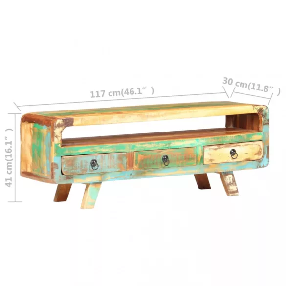 tömör újrahasznosított fa TV-szekrény 117 x 30 x 41 cm