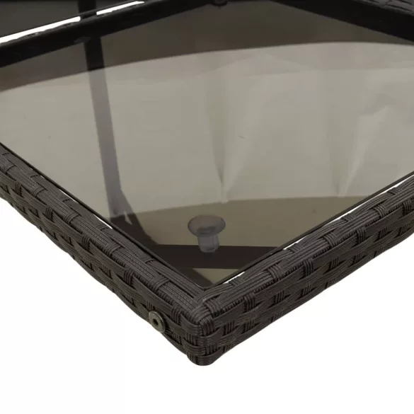 7 részes fekete polyrattan kerti étkezőgarnitúra párnával