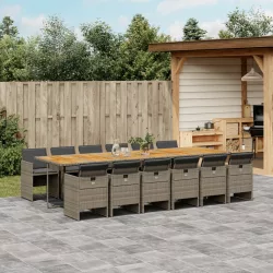   13 részes szürke polyrattan kerti ülőgarnitúra párnákkal