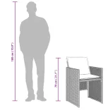 11 részes világosszürke polyrattan kerti ülőgarnitúra párnákkal