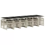 13 részes szürke polyrattan kerti étkezőgarnitúra párnákkal
