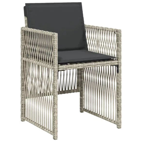 11 részes világosszürke polyrattan kerti ülőgarnitúra párnákkal