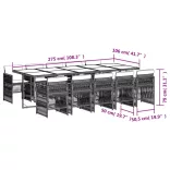 11 részes világosszürke polyrattan kerti ülőgarnitúra párnákkal