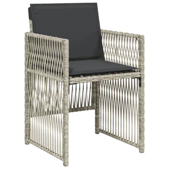 11 részes világosszürke polyrattan kerti ülőgarnitúra párnákkal