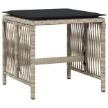 11 részes világosszürke polyrattan kerti ülőgarnitúra párnákkal