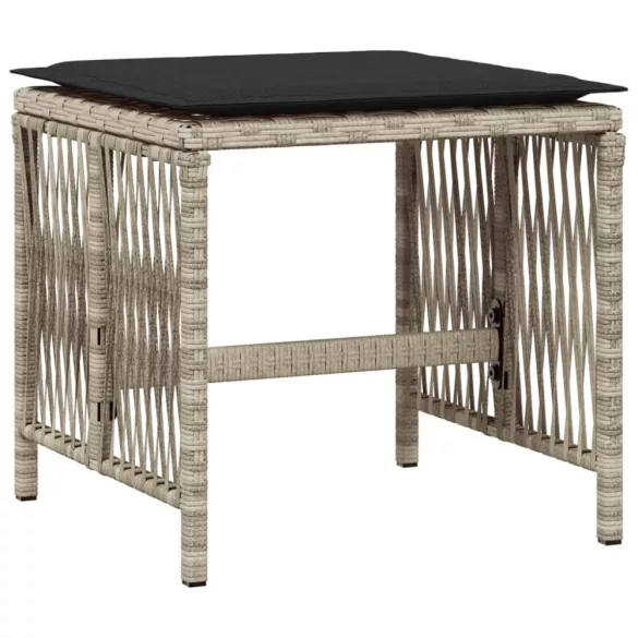 11 részes világosszürke polyrattan kerti ülőgarnitúra párnákkal