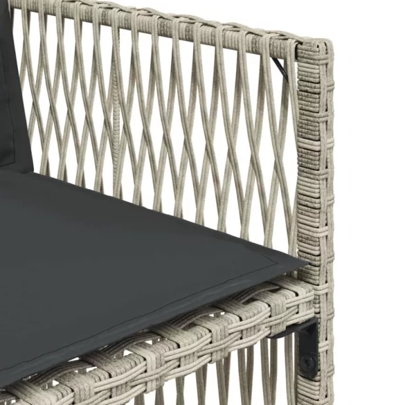 11 részes világosszürke polyrattan kerti ülőgarnitúra párnákkal