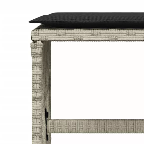 11 részes világosszürke polyrattan kerti ülőgarnitúra párnákkal