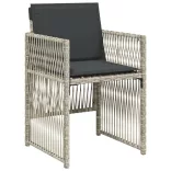 11 részes világosszürke polyrattan kerti ülőgarnitúra párnákkal