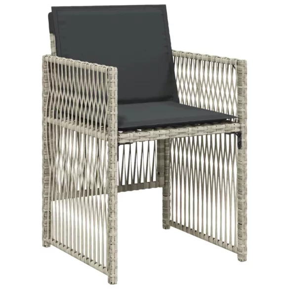 11 részes világosszürke polyrattan kerti ülőgarnitúra párnákkal