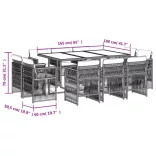 11 részes világosszürke polyrattan kerti ülőgarnitúra párnákkal