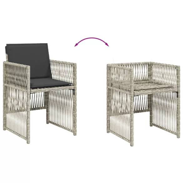 13 részes szürke polyrattan kerti étkezőgarnitúra párnákkal