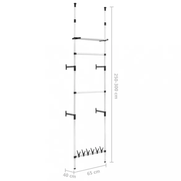 alumínium teleszkópos szekrényrendszer rudakkal és polccal