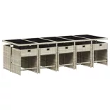 11 részes világosszürke polyrattan kerti ülőgarnitúra párnákkal