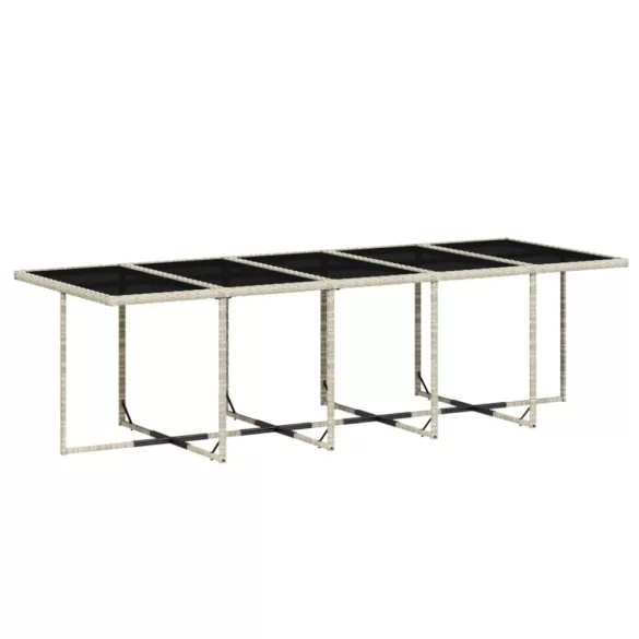 11 részes világosszürke polyrattan kerti ülőgarnitúra párnákkal