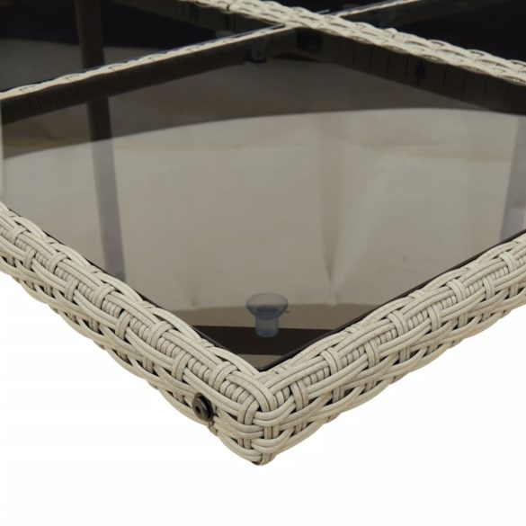 9részes világosszürke polyrattan kerti étkezőgarnitúra párnával