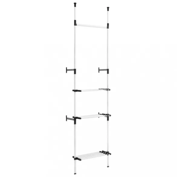 alumínium teleszkópos szekrényrendszer rudakkal és polccal