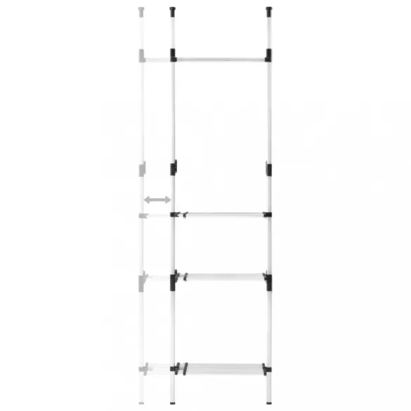 alumínium teleszkópos szekrényrendszer rudakkal és polccal