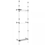 alumínium teleszkópos szekrényrendszer rudakkal és polccal