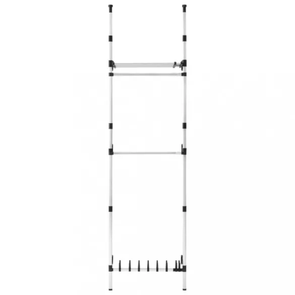 alumínium teleszkópos szekrényrendszer rudakkal és polccal