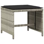 11 részes világosszürke polyrattan kerti ülőgarnitúra párnákkal