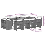 13 részes szürke polyrattan kerti étkezőgarnitúra párnákkal