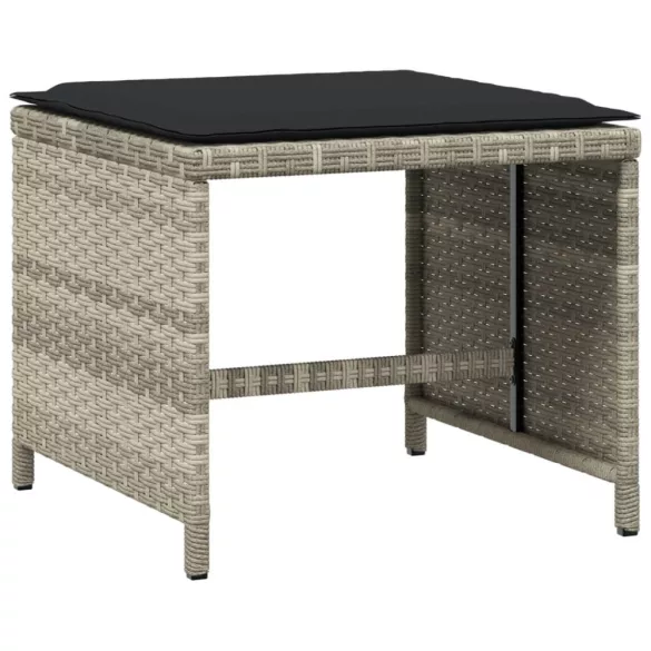 11 részes világosszürke polyrattan kerti ülőgarnitúra párnákkal
